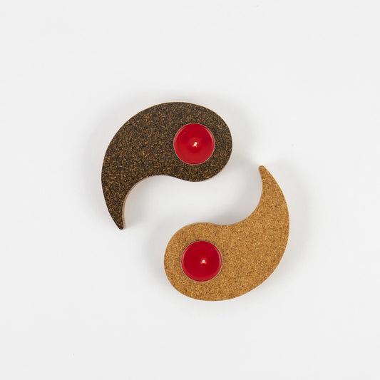 Base para Velas Yin Yang - Cortiça (inclui 2 Velinhas) - Linkedinplanet