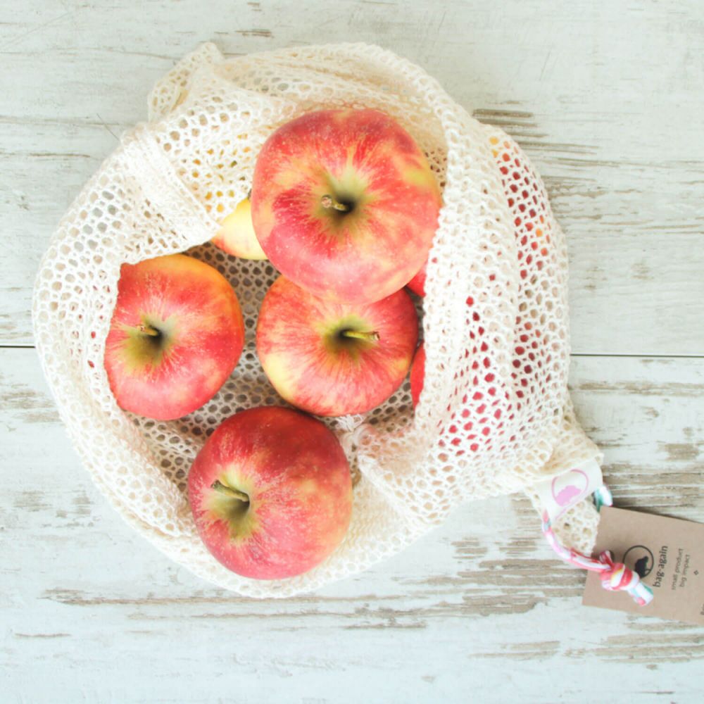 Saco em malha de algodão orgânico para frutas e legumes - Bag Again