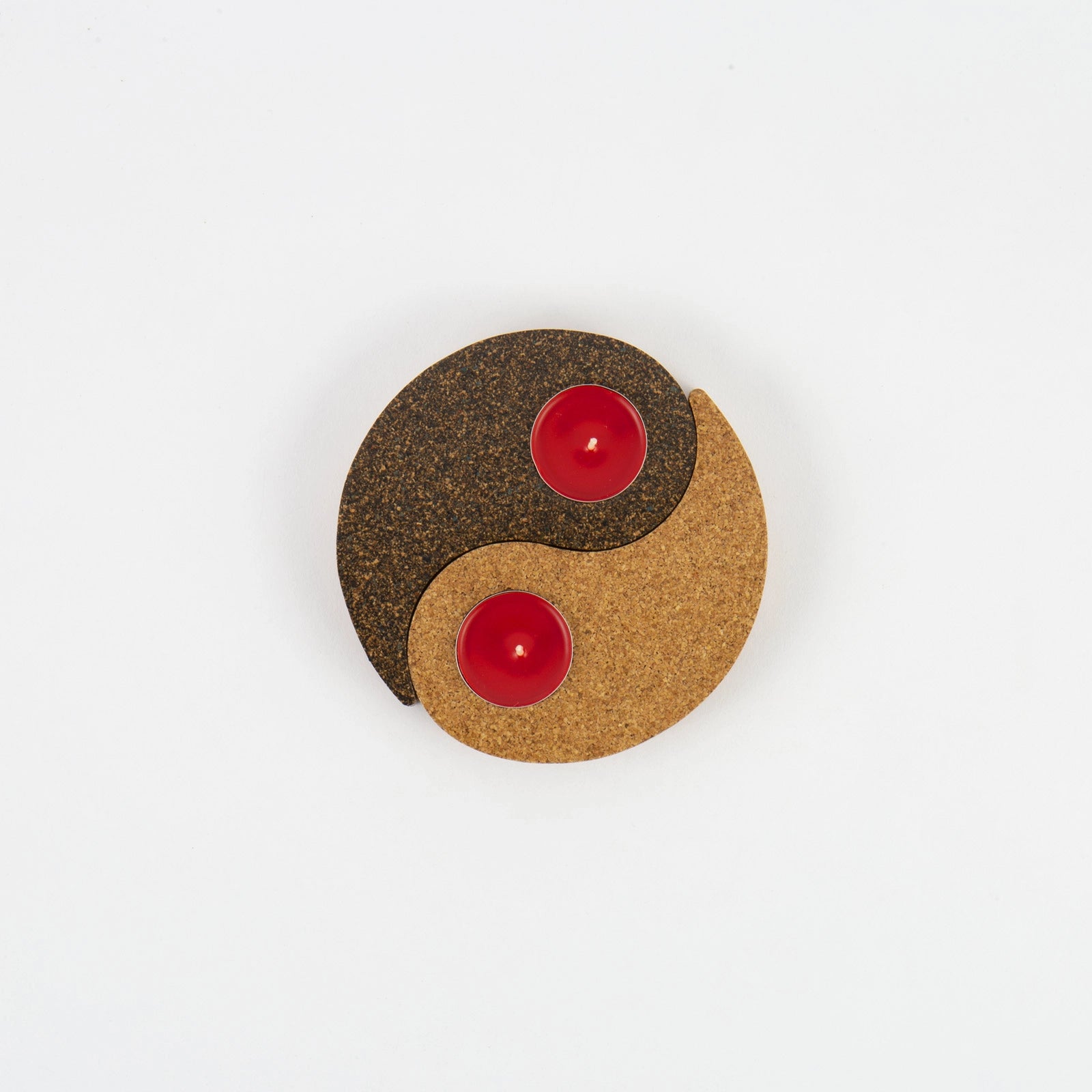 Base  para Velas Yin Yang - Cortiça (inclui 2 Velinhas) - Linkedinplanet