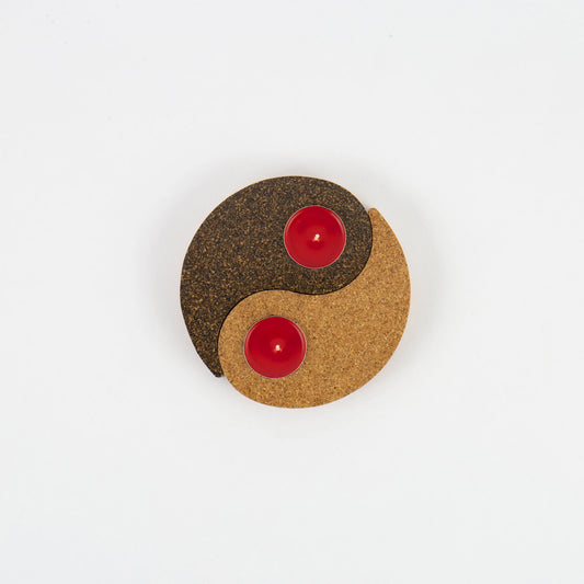 Base  para Velas Yin Yang - Cortiça (inclui 2 Velinhas) - Linkedinplanet